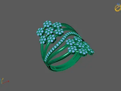 STL 3DM Print Ready Women Diamond Ring Lightweight Printable  3D print model 179