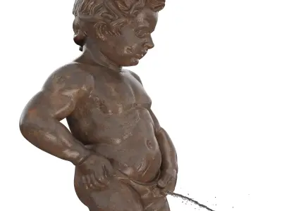 Manneken Pis statue of a boy peeing Low-poly 3D model