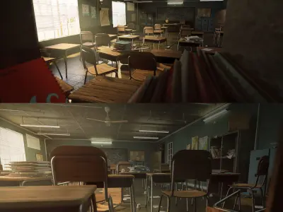  Old Classroom Low-poly 3D model