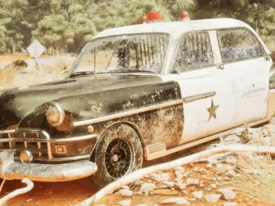 Police Chrysler Newyorker car 1950 Low-poly 3D model