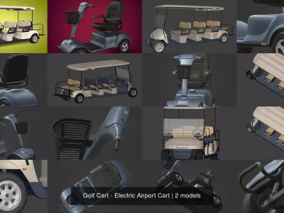 Golf Cart - Electric Airport Cart 3D Model Pack