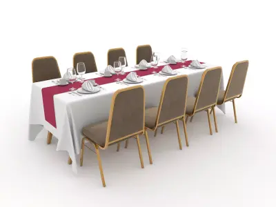 Banquet Table and Chair 81 3D model