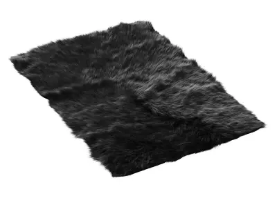Faux Sheepskin Black Rug 3D model