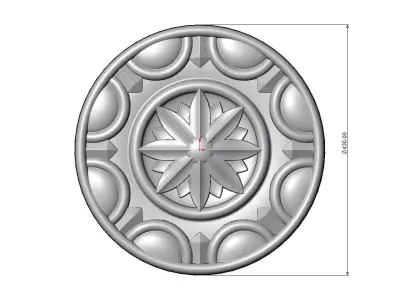 Faceted ornament floral rosette  carving molding relief onlay 3D print model