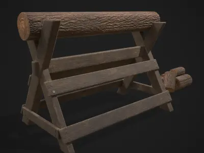 Wood Log Saw Horse Low-poly 3D model