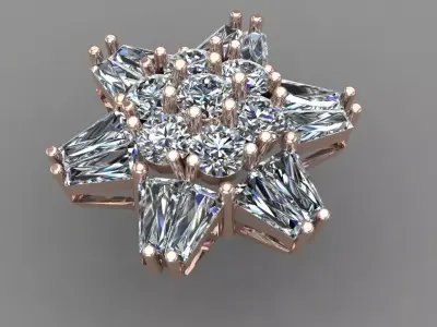 Rose Gold Diamond Women Earring 3D print Model 3D print model 5