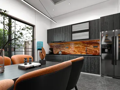 Modern Living room and kitchen  3D model