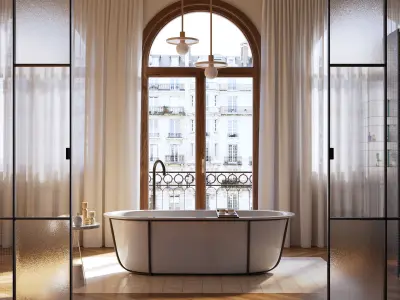 Blue Bathroom interior scene 3D model