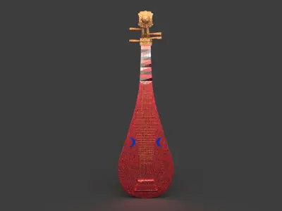 Chinese musical instrument pipa Low-poly 3D model