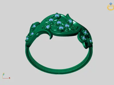 Women Ring Diamond Stone STL 3DM Lightweight Printable 3D print model 80