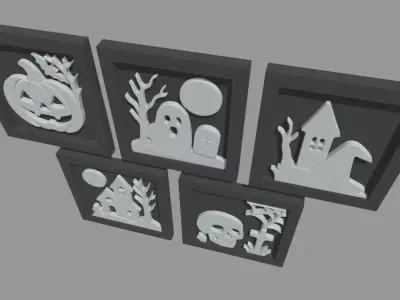 Halloween Pictures Frames 04 Low-poly 3D model