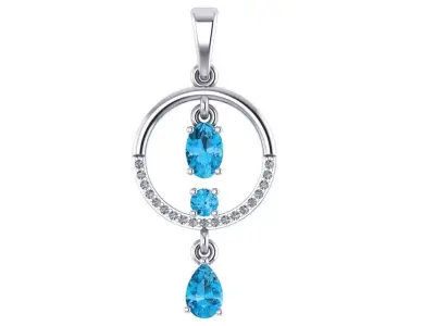 Pendant with hanging diamonds 3D print model