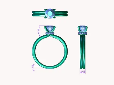 aj-05 solitaire diamond engagement ring gold 3D print model