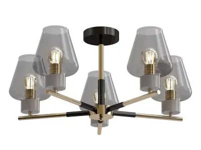 goreyn five light chandelier with gold and glass shades 3D model