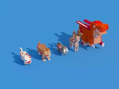 Low Poly Zombie Animals Crossy Road Low-poly 3D model