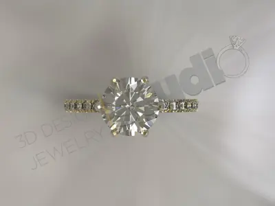 Luxury solitaire ring with unique art design 3d model 3D print model