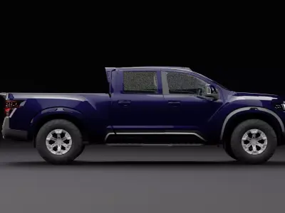 Nissan 4x4 Car Metallic Blue Dark Low-poly 3D model