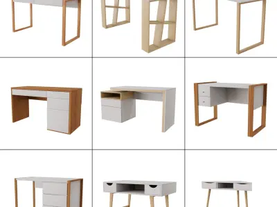 Study desk collection vol3 Low-poly 3D model