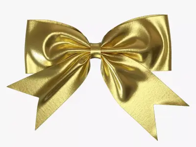 Small ribbon decoration gold metallic 3D model
