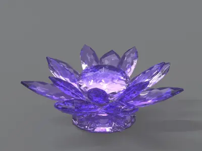Glass Flower Showpiece Purple Low-poly 3D model