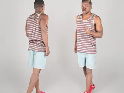 FREE DOWNLOAD Athletic African American man walking 223 Free low-poly 3D model