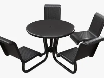 Umbrella Table with Chairs 3D model