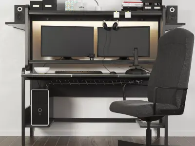 Office 3 ikea computer desk 3D model