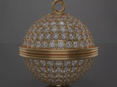 Spherical diamond pendant 3D model jewelry 3D model