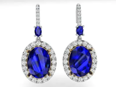 Oval Halo Earring 3978 3D print model