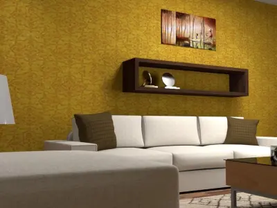 Sitting room Interior  Low-poly 3D model