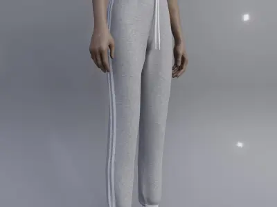 Grey Sweatpants -female joggers Low-poly 3D model
