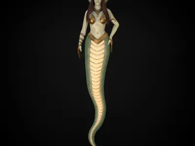 Naga Stylized Female Character Lowpoly 3D model Low-poly 3D model
