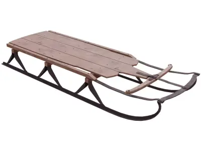 Sled 1 wooden Low-poly 3D model