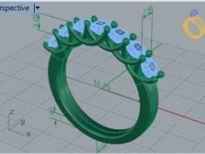 7 Stone Diamond Trellis Ring 247 3D print model