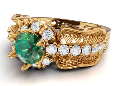 Woven Filigree Ring Wide Cluster Shank  STL CAD for Printing 3D print model