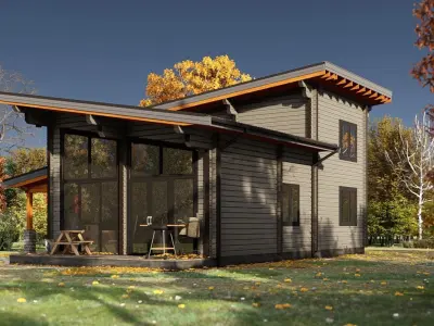 3D model of a wooden house for two bedrooms 3D model