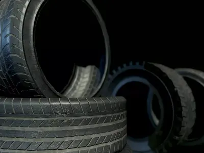 Game-Ready Tires and Rims Low-poly 3D model