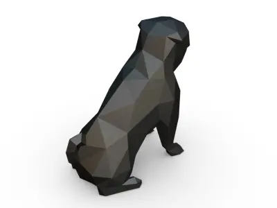 pug low poly 3D print model