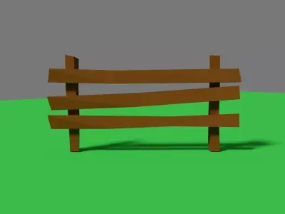 Low Poly Fence wooden Free low-poly 3D model