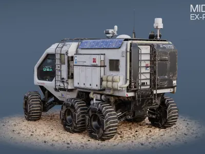 PBR-Unreal-Midgard Expedition Vehicle Rover Low-poly 3D model