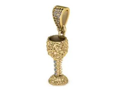 Golden Royal Goblet Pendant  Luxury Cup Jewelry 3D Model  3D print model