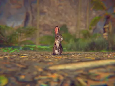 Realistic Rabbits Low-poly 3D model