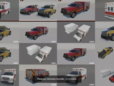 Rescue vehicles bundle 3D Model Pack