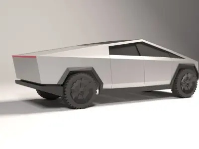 cybertruck low poly futuristic vehicle 3D model