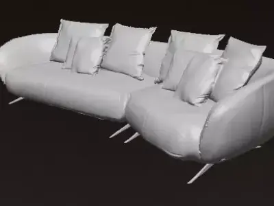 Elegant Cream Sofa Luxury Interior Contemporary Living Room 3D model