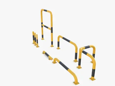 Traffic safety barrier pack v1 Low-poly 3D model