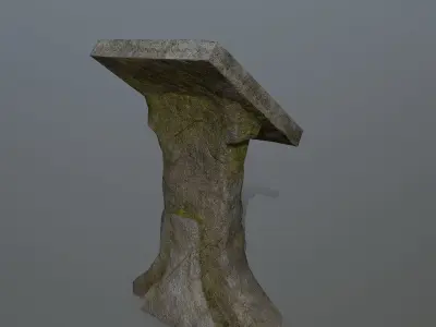 lectern stone bench Low-poly 3D model