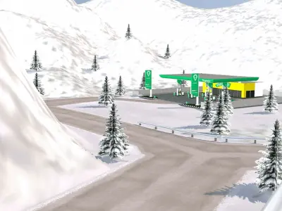Offroad Racing Tracks- Snow Mountain Tracks Low-poly 3D model