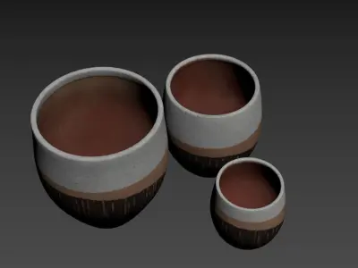 Neutral Earth Tones Vases Set 3D model