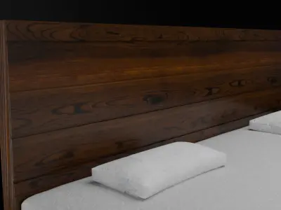 low poly double bed game ready  pbr textured 3D model